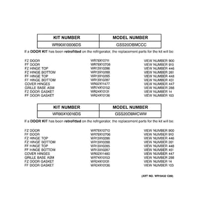 REPLACEMENT PARTS LIST