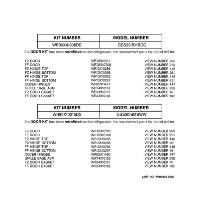 REPLACEMENT PARTS LIST