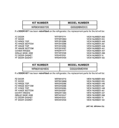 REPLACEMENT PARTS LIST