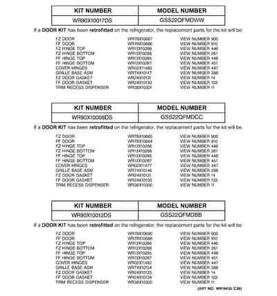 REPLACEMENT PARTS LIST