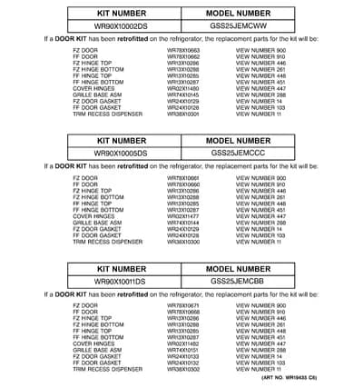REPLACEMENT PARTS LIST