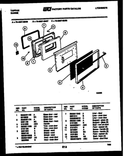 LOWER OVEN DOOR PARTS