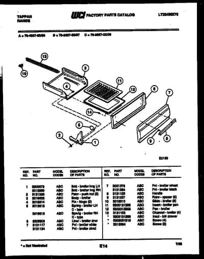 BROILER DRAWER PARTS