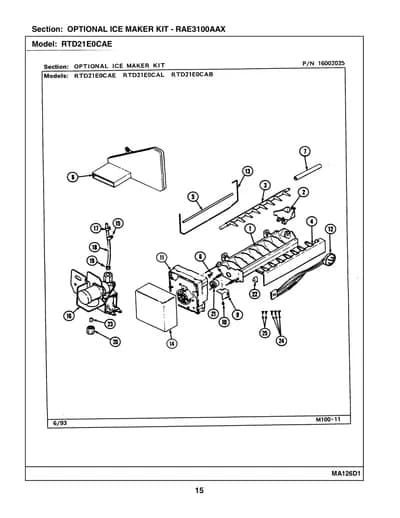 OPTIONAL ICE MAKER KIT - RAE3100AAX