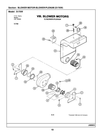 BLOWER MOTOR-BLOWER/PLENUM (S176W)