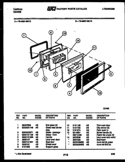 LOWER OVEN DOOR PARTS