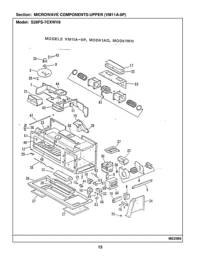 MICROWAVE COMPONENTS-UPPER (VM11A-8P)