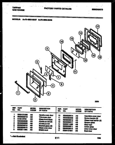 LOWER OVEN DOOR PARTS