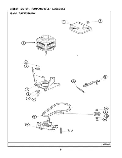MOTOR, PUMP AND IDLER ASSEMBLY