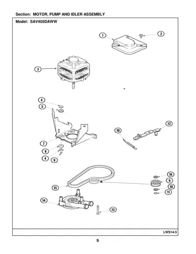 MOTOR, PUMP AND IDLER ASSEMBLY