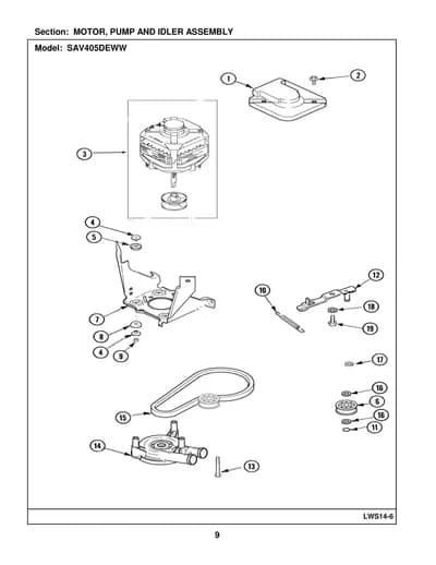 MOTOR, PUMP AND IDLER ASSEMBLY