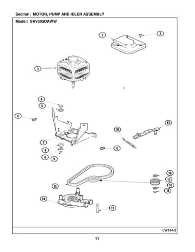 MOTOR, PUMP AND IDLER ASSEMBLY