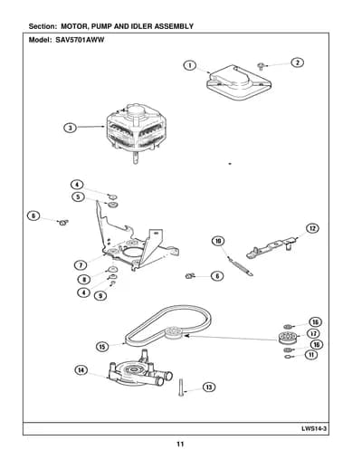 MOTOR, PUMP AND IDLER ASSEMBLY