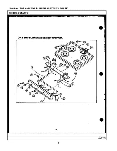 TOP AND TOP BURNER ASSY WITH SPARK