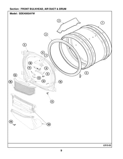 FRONT BULKHEAD, AIR DUCT & DRUM
