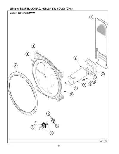 REAR BULKHEAD, ROLLER & AIR DUCT (GAS)