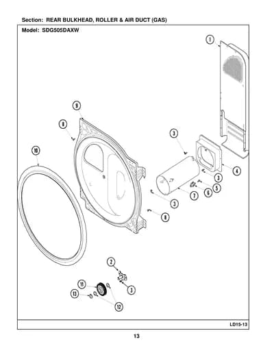 REAR BULKHEAD, ROLLER & AIR DUCT (GAS)