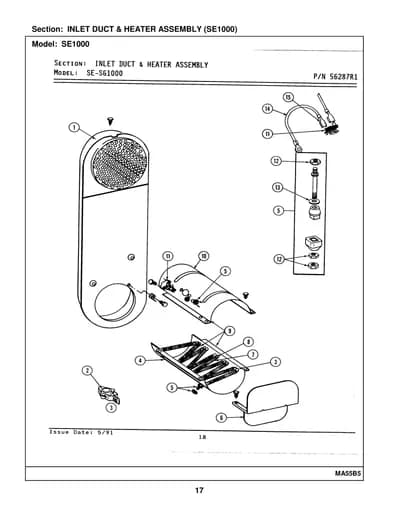 INLET DUCT & HEATER ASSEMBLY (SE1000)