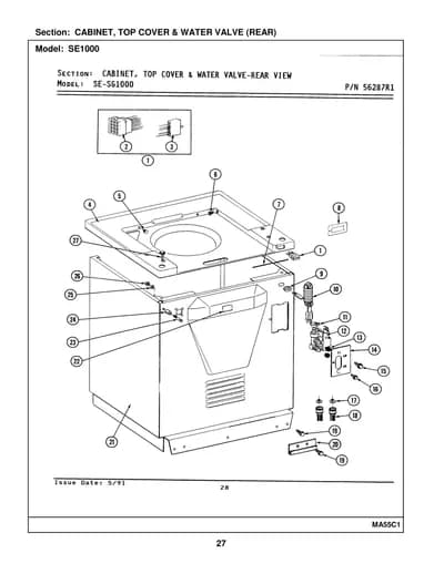 CABINET, TOP COVER & WATER VALVE (REAR)