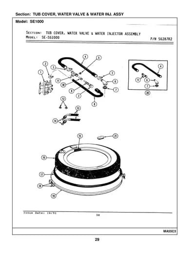 TUB COVER, WATER VALVE & WATER INJ. ASSY