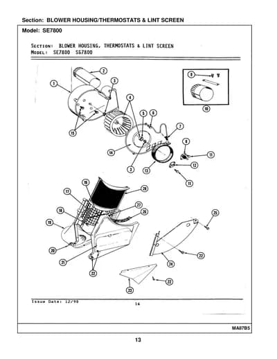 BLOWER HOUSING/THERMOSTATS & LINT SCREEN