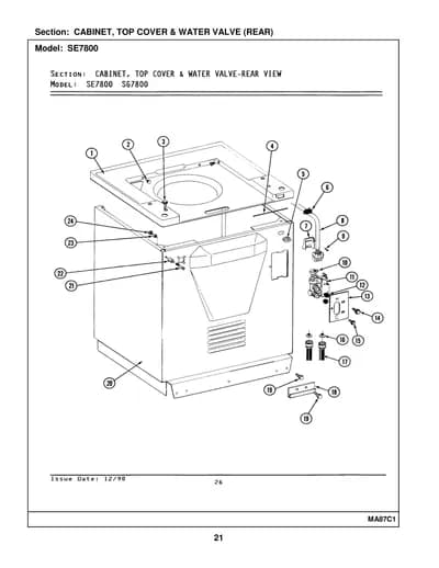 CABINET, TOP COVER & WATER VALVE (REAR)