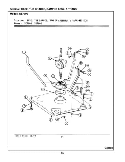 BASE, TUB BRACES, DAMPER ASSY. & TRANS.