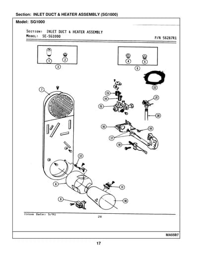 INLET DUCT & HEATER ASSEMBLY (SG1000)