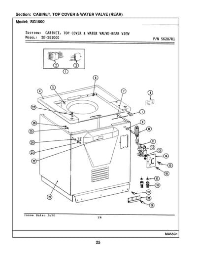 CABINET, TOP COVER & WATER VALVE (REAR)