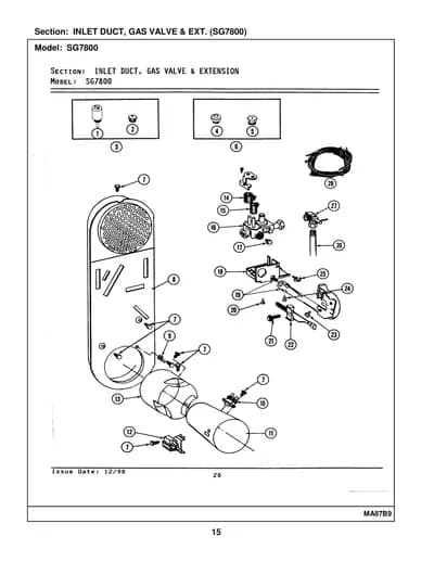 INLET DUCT, GAS VALVE & EXT. (SG7800)