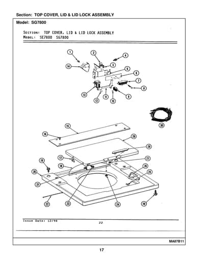 TOP COVER, LID & LID LOCK ASSEMBLY