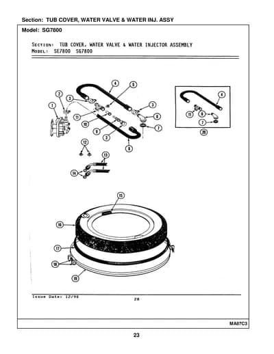 TUB COVER, WATER VALVE & WATER INJ. ASSY