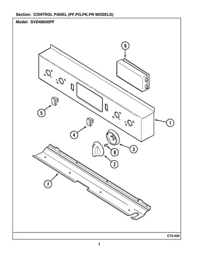 CONTROL PANEL (PF,PG,PK,PR MODELS)