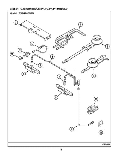 GAS CONTROLS (PF,PG,PK,PR MODELS)