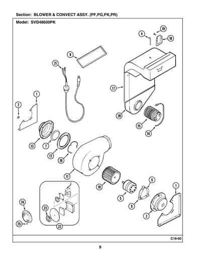 BLOWER & CONVECT ASSY. (PF,PG,PK,PR)