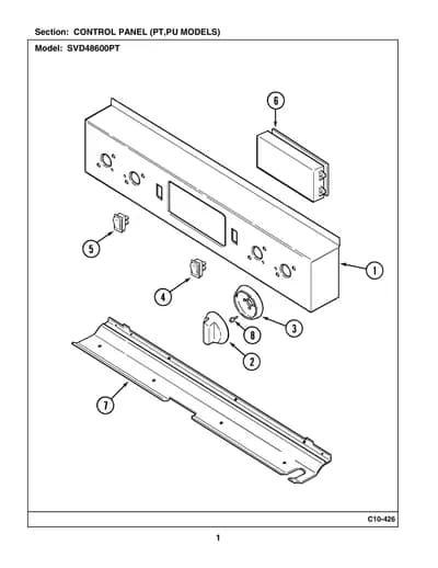 CONTROL PANEL (PT,PU MODELS)