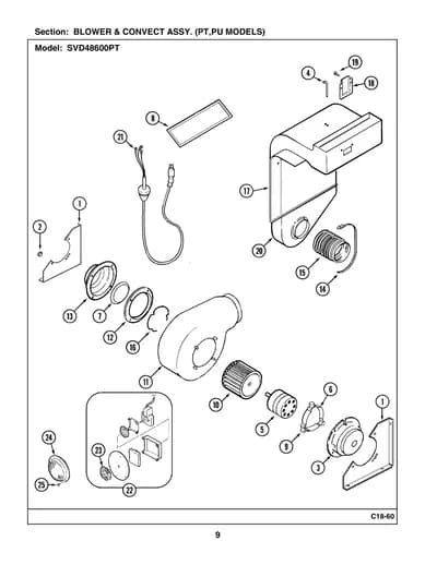 BLOWER & CONVECT ASSY. (PT,PU MODELS)
