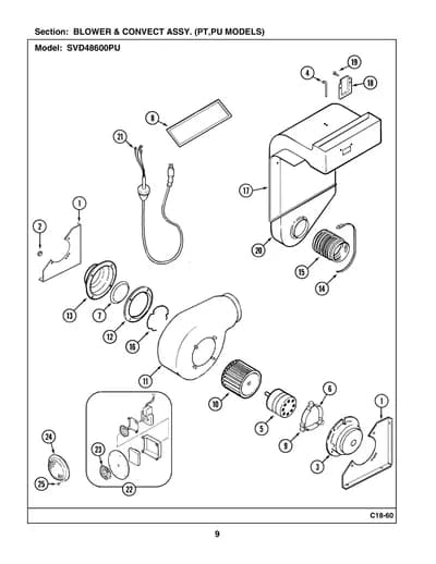 BLOWER & CONVECT ASSY. (PT,PU MODELS)