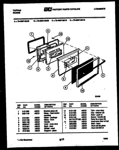 LOWER OVEN DOOR PARTS