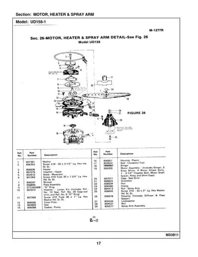 MOTOR, HEATER & SPRAY ARM
