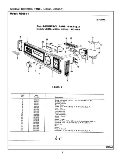 CONTROL PANEL (UD358, UD358-1)