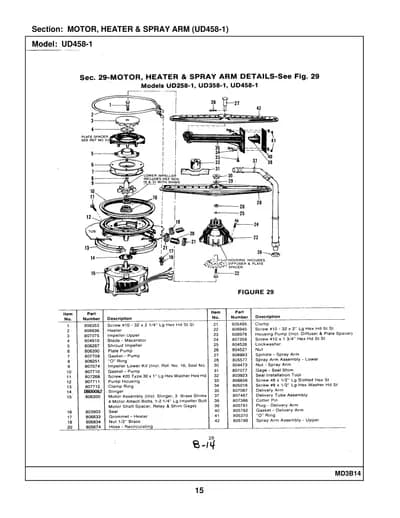 MOTOR, HEATER & SPRAY ARM (UD458-1)