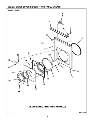 DRYER LOADING DOOR, FRONT PANEL & SEALS