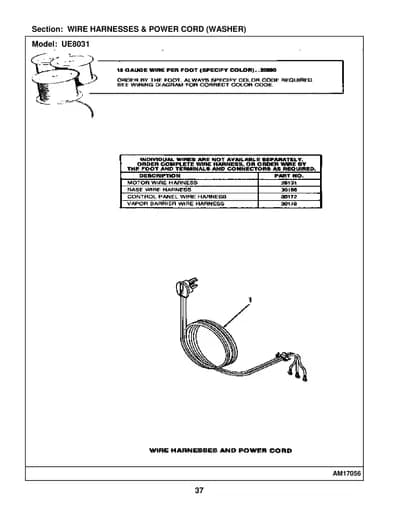 WIRE HARNESSES & POWER CORD (WASHER)
