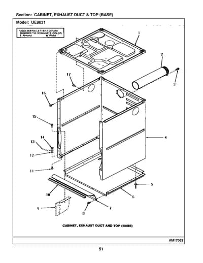 CABINET, EXHAUST DUCT & TOP (BASE)