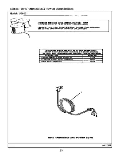 WIRE HARNESSES & POWER CORD (DRYER)