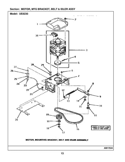 MOTOR, MTG BRACKET, BELT & IDLER ASSY