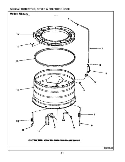 OUTER TUB, COVER & PRESSURE HOSE