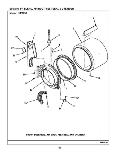 FR BLKHD, AIR DUCT, FELT SEAL & CYLINDER