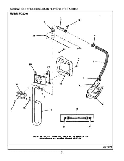 INLET/FILL HOSE/BACK FL PREVENTER & BRKT